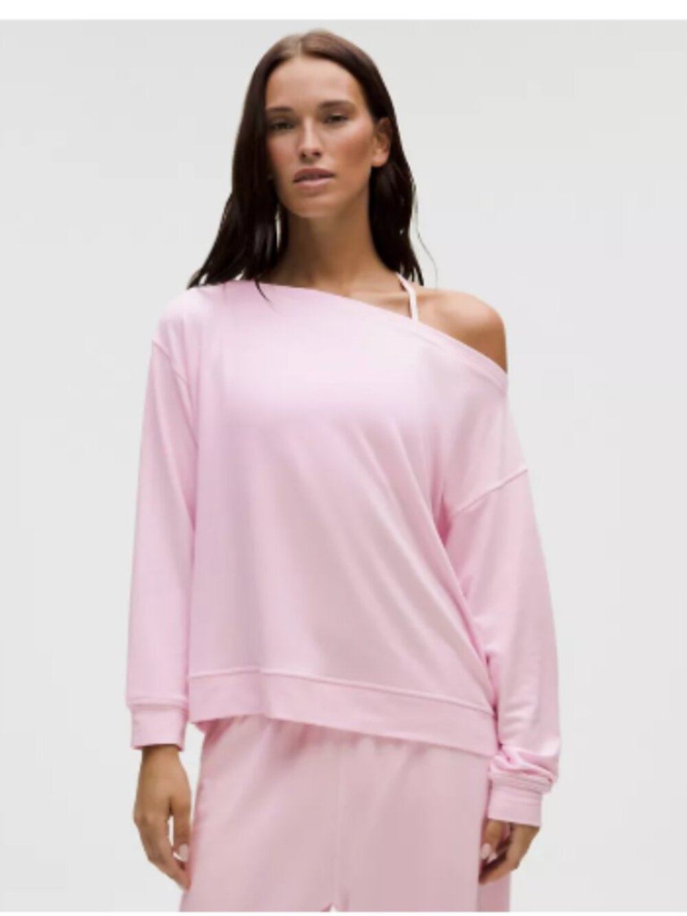 lululemon BeCalm Oversized Boatneck Long-Sleeve Shirt Small Blissful Pink